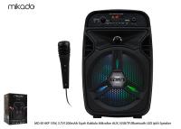 MIKADO MD-814KP 15W, 3.7V1200mAh Siyah Kablolu Mikrofon AUX /USB/TF/Bluetooth FM'li LED Işıklı Speaker - 1